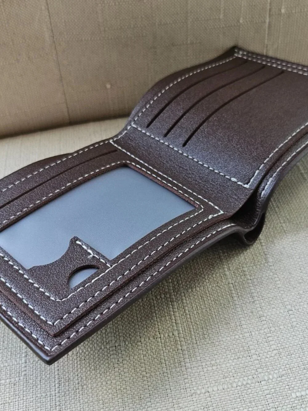 Men Wallet Brown Rubber Faux Leather Bifold Card Holder Waterproof Billfold
